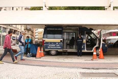 São Paulo - Base da Guarda Civil Metropolitana - GCM na praça do Patriarca, região central.