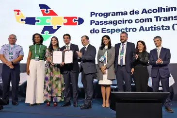 Brasília (DF), 05/11/2024 - O ministro de Portos e Aeroportos (MPor), Sílvio Costa Filho, participa de lançamento do Programa de Acolhimento ao Passageiro com Transtorno do Espectro Autista (TEA) nos aeroportos brasileiros. Foto: Antônio Cruz/Agência Brasil