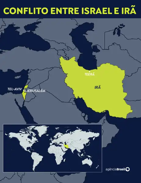 mapa israel irã 