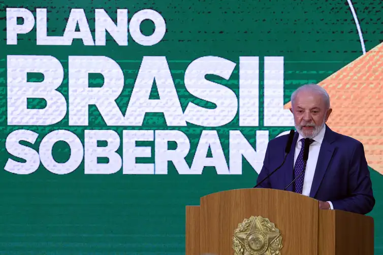 Brasília (DF) 13/08/2025 - O presidente da República, Luiz Inácio Lula da Silva, fala durante assinatura da medida provisória (MP) Brasil Soberano., no Palácio do Planalto Foto: CanalGov/Reprodução