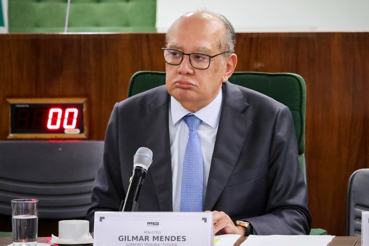Gustavo Moreno/STF Brasília (DF), 02.08.2024 - Ministro Gilmar Mendes durante primeira reunião da comissão especial de conciliação para tratar das ações que envolvem o marco temporal para demarcação de terras indígenas. Foto: Gustavo Moreno/STF