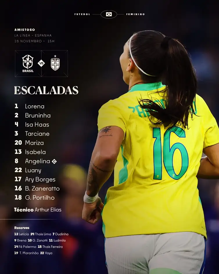Reprodução X / Seleção Feminina de Futebol seleção feminina, amistoso contra Noruega, em 28/11/2025