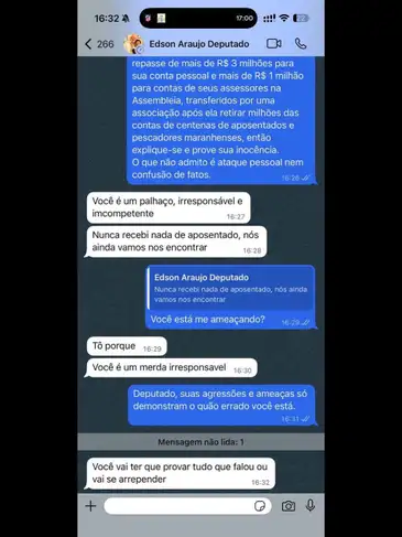 duartejr_/Instagram Brasília (DF) 06/11/2025 – Vice-presidente da CPMI do INSS, deputado federal Duarte Jr. (PSB-MA), acusa o deputado estadual maranhense Edson Araújo (PSB) de ameaça-lo. Segundo Jr., Araújo e seus assessores receberam mais de R$ 5 milhões de uma das entidades investigadas pela cobrança ilegal de mensalidades descontadas de aposentados e pensionistas.
Foto: duartejr_/Instagram