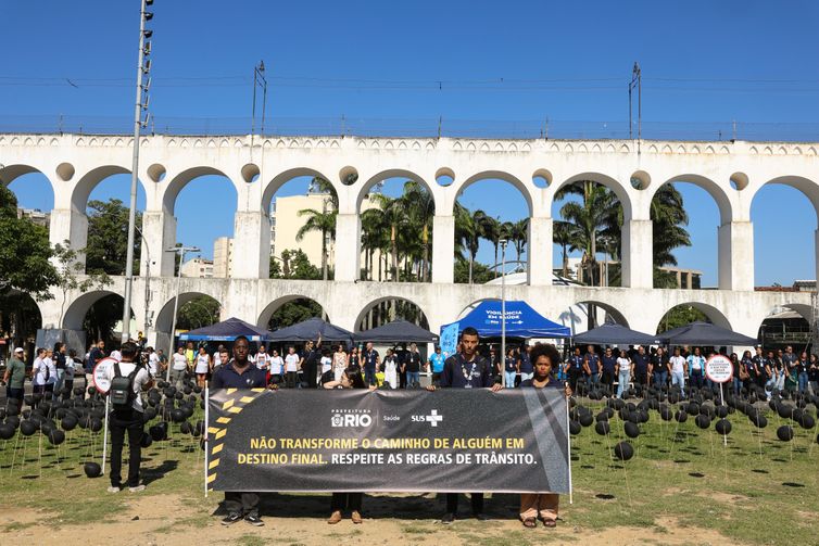 Tomaz Silva/Agência Brasil Rio de Janeiro (RJ), 28/11/2025 – Ato nos Arcos da Lapa marca o Dia Mundial em Memória das Vítimas de Trânsito. Foto: Tomaz Silva/Agência Brasil