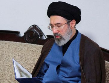 FILE PHOTO: Mojtaba Khamenei, the second son of Iran's Supreme Leader Ayatollah Ali Khamenei, visits Hezbollah's office in Tehran, Iran, October 1, 2024. Office of the Iranian Supreme Leader/WANA (West Asia News Agency)/Handout via REUTERS/File Photo   ATTENTION EDITORS - THIS PICTURE WAS PROVIDED BY A THIRD PARTY. THIS PICTURE WAS PROCESSED BY REUTERS TO ENHANCE QUALITY. AN UNPROCESSED VERSION HAS BEEN PROVIDED SEPARATELY.     TPX IMAGES OF THE DAY