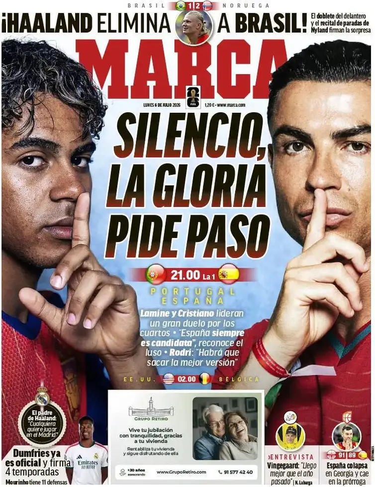 Brasília (DF), 06/07/2026 - Capa do jornal Marca fala da elimininação do Brasil pela Holanda na Copa do Mundo de 2026. Foto: Marca/Divulgação