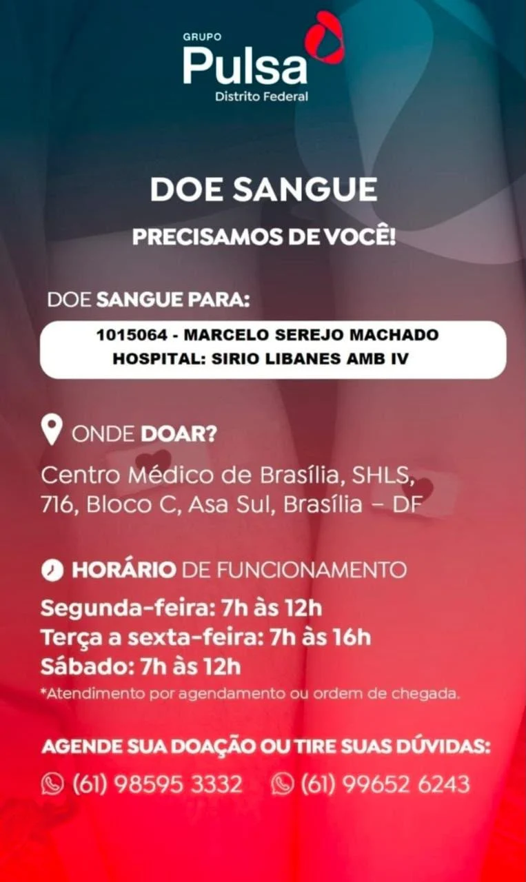 Campanha de Doação de Sangue em Apoio a Marcelo Serejo Machado