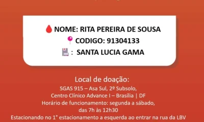 Doação de Sangue de Rita Pereira de Sousa, Mãe do Sgt Laurindo